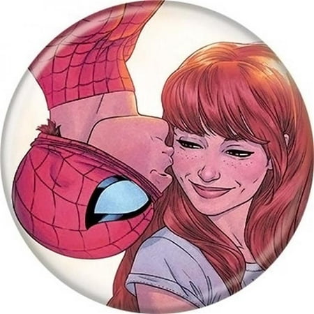 Spider-Man 847714 Marvel Comics Spider-Man Kissing Mj Button Walmart