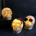 thumbnail image 6 of Skeleton Skull Head Halloween Decorations LED Glowing Scary Skeleton Skull Props with Flower,The Day of the Dead Halloween Haunted House Yard Lawn Garden Decoration,Eyes Flower, 6 of 7
