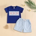 thumbnail image 2 of newwalpole Baseball Toddler Baby Boy Girl Clothes Baseball Embroidery Short Sleeve T Shirt Plaid Shorts Set Clothes Blue for Size 6-12 Months, 2 of 6
