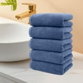 thumbnail image 2 of Blue L 5-Piece Cotton Towel Collection In Navy Blue Spa-Grade Absorbency For Bath Pool #5Z3Ao, 2 of 6