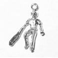 thumbnail image 1 of Sterling Silver 16" 1mm 3D Man Ball Game Player With Basket Glove Pendant Necklace, 1 of 2