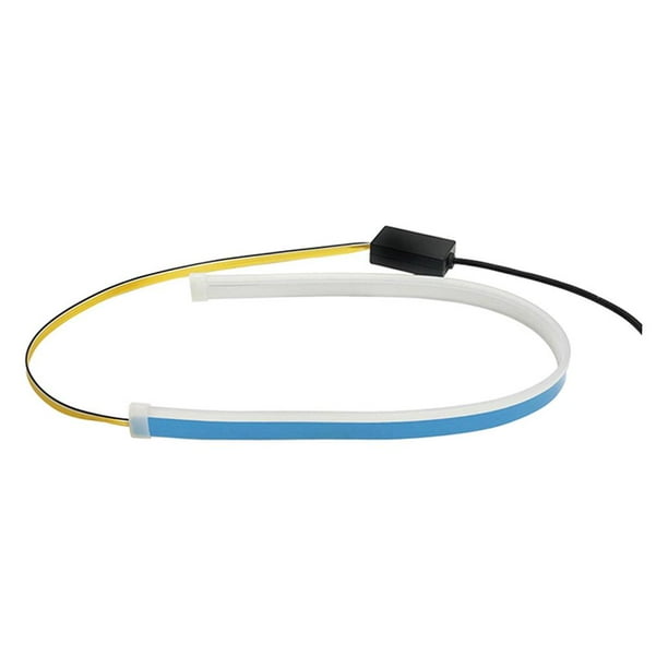 2pcs 60CM Coche Flexible Tubo Suave LED tirarere de lámpara Luz Antiniebla Azul profundo + amarillo