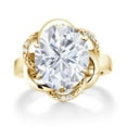 thumbnail image 2 of Gem Stone King 18K Yellow Gold Plated Silver  Ring Set with Oval Moissanite (5.22 Cttw), 2 of 5