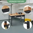 thumbnail image 3 of BeesClover 48x24 Inch Garage Workbench with Drawer, Rubberwood Top Work Benches with Wheels & Power Outlet, Adjustable Height Work Table, 3 of 7