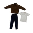thumbnail image 4 of Figura de acción 1:6, ropa, chaqueta, pantalones, camiseta, disfraz de muñeca, pantalones para 12 pulgadas Marrón, 4 of 9