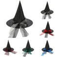 thumbnail image 4 of Xfvqtps Halloween Witch Hat Mesh Bow Halloween Spire Hats for Party Accessory Sky Blue, 4 of 4