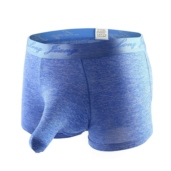 Mens Long Nose Cotton Boxer Briefs Stretch Fabric Breathable Bulge Enhancer Pouch Underwear with U-Shaped Space & Adjustable Waist for Comfort & Style