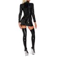 thumbnail image 4 of Vestido ajustado sexi de conejito de charol para mujer, conjunto con medias, fiesta Rave, aspecto húmedo, ropa de discoteca, disfraz, Vestido corto recortado, 4 of 5