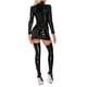 thumbnail image 4 of Vestido ajustado sexi de conejito de charol para mujer, conjunto con medias, fiesta Rave, aspecto húmedo, ropa de discoteca, disfraz, Vestido corto recortado, 4 of 5