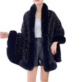 thumbnail image 3 of AUNVITO Cozy Faux Fur Collar Velvet Cape Coat Winter Warm Hooded Shawl Cloak for Women, 3 of 3