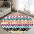 thumbnail image 3 of 4ft Washable Round Rug, Geometric Bohemia Non-Slip Circle Area Rug for Living Room Bedroom, Stripes Blue Orange and Yellow Indoor Floor Mat for Home Decor, 3 of 9