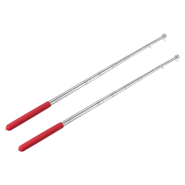 Unique Bargains Mât de Drapeau de Tournée Télescopique Portatif à Main de 4 Pieds Extensible, Rouge, Lot de 2