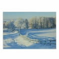 thumbnail image 1 of Farmland Cutting Board, Winter Snow Valley with Oak Borders Pines Frozen Pastoral High Cold Lands Art, Decorative Tempered Glass Cutting and Serving Board, Small Size, White Blue, by Ambesonne, 1 of 1