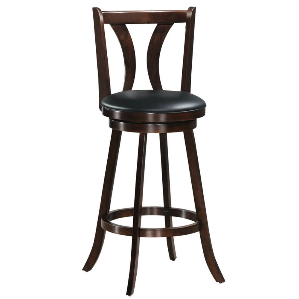 Demi Bonn 29.5" Set of 2 Swivel Counter-Height Bar Stools Chairs with Rubber Wood Legs, Modern Dining Chair with Backrests, Brown