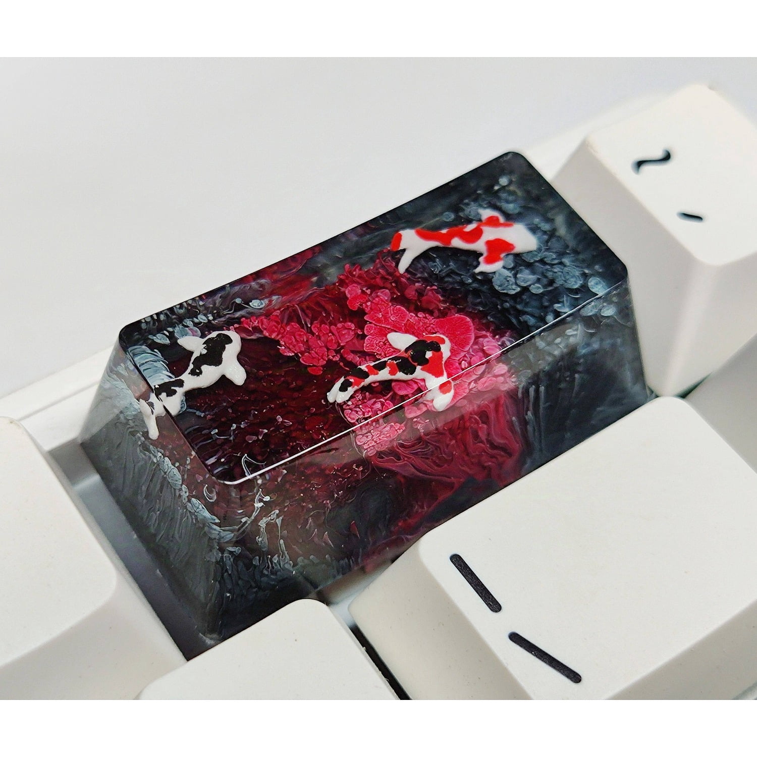 Artisan Resin Keycap, Zen Pond Design 2u Backspace for Mechanical Keyboard, Handcrafted Gift