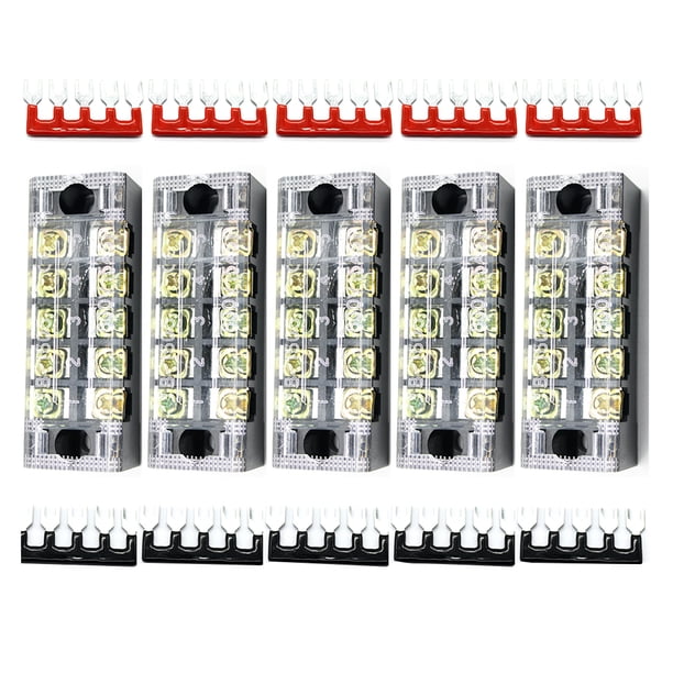 Speravity 5 uds 600V 15A filas dobles 5P tornillo de barrera bloque de terminales tipo horquilla 400V 15A 5P tira de terminales Vehículos, repuestos y accesorios Mis Speravity CZ11259-00B