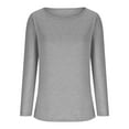 thumbnail image 3 of Jewelreauty Womens Loose Long Sleeve Shirts Pullover Solid Color Casual T-Shirts Lightweight Round Neck Tops (S, Gray), 3 of 5