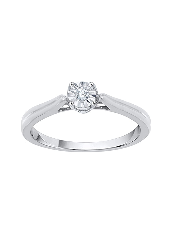 1/20 cttw, Size-4.5 3 Diamond Promise Ring in 14K White Gold G-H,I2-I3 