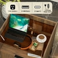 thumbnail image 2 of Glavbiku Mid Century Modern Nightstand Set of 2 with Charging Station, Glass Top 1 Drawer Walnut End Table for Bedroom, Living Room, 2 of 14