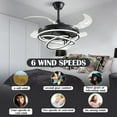 thumbnail image 3 of Datingday 42" Chandelier Ceiling Fan Light,Black Modern DIY Ceiling Fan Light Remote Control 4 Retractable ABS Blades for Bedroom Living Dining Room Decoration, 3 of 6