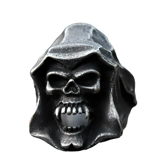 ZMY Home Stainless Steel Skull Ring - Gothic Cape-clad Vampire Design Statement Jewelry Ring for Men (11)