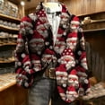 thumbnail image 2 of Christmas Outfits for Men Corduroy Suit Blazers Notched Button Up Long Sleeve Snowflakes Plaid Party Dressy Jacket (3XL, Red D), 2 of 7