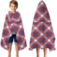 thumbnail image 3 of Red Blue White Star Plaid Checkered Pattern Hooded Bath Towel，50"x30" for Ages 3 To 12 Kids, Quick Dry Lightweight Soft Microfiber Hood Beach Towel Cover Up for Kids, 3 of 7