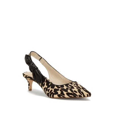 Jasilen Bow Leopard Print Calf Hair Slingback Pumps