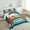 Orange Teal, variant on 3D Football Sports Bedding Set, American Football Lovers Bedding Comforters & Sets American Football City Comforter Sets, Colorful Cool Bed Set Twin Size (Denver)