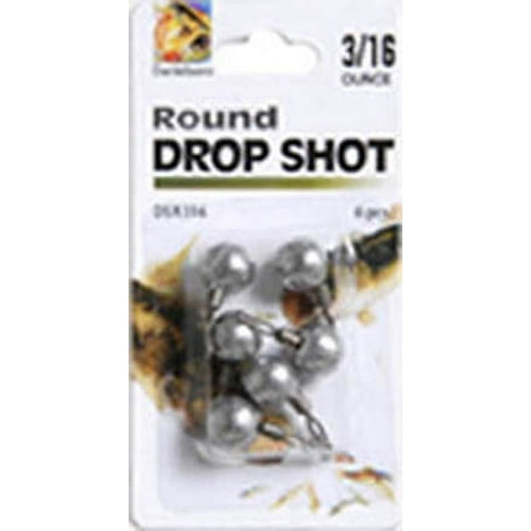 Danielson Round Drop Shot Sinkers Fishing Weights, 3/16 oz., 6-pack