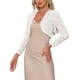 thumbnail image 4 of Inspire Chic Top de Encaje para Mujer, Elegante Chaqueta de Malla Transparente con Lentejuelas, Bolero Shrug M Blanco, 4 of 6