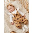 thumbnail image 3 of RUINIXCW Newborn Baby Girl Thanksgiving Outfit Infant Baby Girls Fall Winter Clothes Ribbed Romper Turcky Print Long Sleeve Fake 2-Pieces Patchwork Jumpsuit Headband, 3 of 9