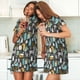 thumbnail image 4 of Easygdp Moose Squirrel owls tree Camisón de manga corta para mujer, informal, estampado, 4 of 6