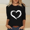 thumbnail image 2 of Lenpel Women's 3/4 Sleeve Shirts Plus Size Crew Neck Heart Print Loose Casual Tee Tops Spring Summer Blouses, 2 of 4