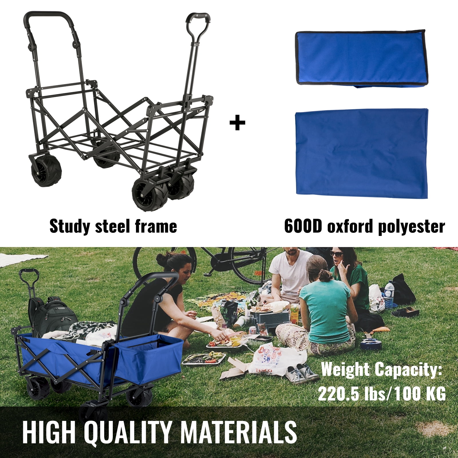 BENTISM Powder-coated folding steel Collapsible Wagon Cart