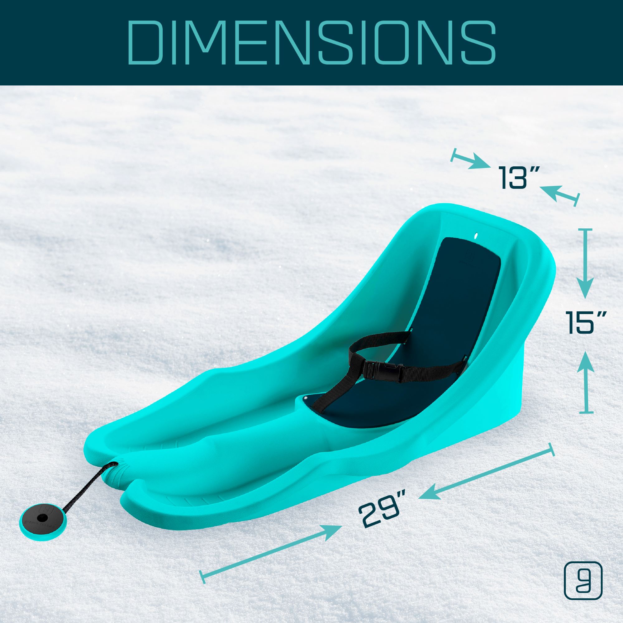 Gizmo Riders Baby Rider Titan Blue Pull Snow Sled for Toddlers, 55 lbs, Ages 6 Months+