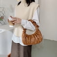 thumbnail image 1 of Bolso De Hombro De Mujer Bolsos De Cuero De PU Plisados ​​Versátiles Moda Marrón, 1 of 4