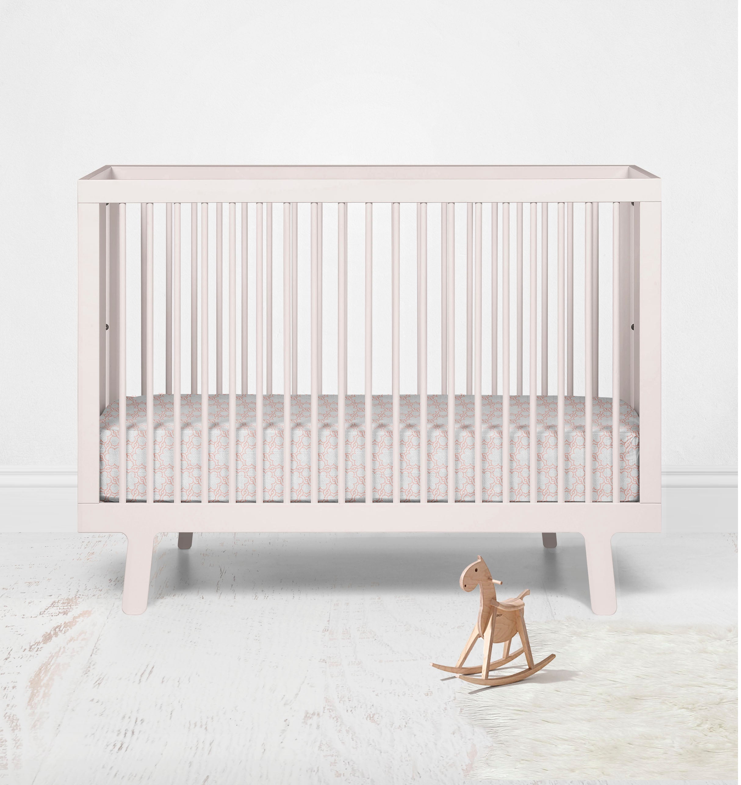 Bacati - Petal Floral Coral Muslin Crib or Toddler Bed Fitted Sheet 100% Cotton Muslin