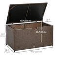 thumbnail image 2 of 113 Gallon Outdoor Rattan Deck Storage Box, Brown PE Wicker Patio Cushion Box with Waterproof Liner & Gas Spring Lid, 46.1" L for Garden, Pool, Deck and Backyard, 2 of 7