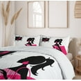 thumbnail image 6 of Ambesonne Fashion Duvet Cover Sets, Young Woman Shoe Shopping, 2-Queen, Hot Pink Charcoal Grey, 6 of 7