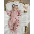 thumbnail image 6 of Miaouyo Infant Baby Girl Christmas Oblique Zipper Romper 0 3 6 12 18 Months Long Sleeve O Neck Candy Cane/Gingerbread Print Jumpsuit with Headband, 6 of 9