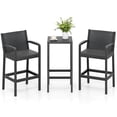 thumbnail image 2 of Costway 3 Pieces Patio Bar Set with 2 Stools & 1 Bar Table Curved Backrest Armrests, 2 of 10