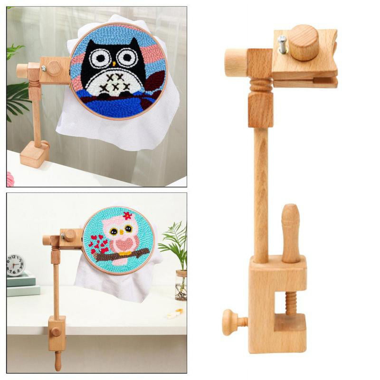 Table-top Embroidery Frame Stand, Beech Wood Cross Stitch Hoop Holder Rotated Embroidery Clamp Stand on Table Desk Handwork Craft