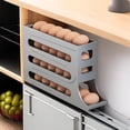 thumbnail image 2 of Egg Holder for Fridge - 4 Tiers Auto Rolling Fridge Egg Organizer, Space-Saving Egg Dispenser Tray, 30 Eggs Fridge Egg Rack Large Capacity Egg Dispenser for Refrigerator (Beige), 2 of 5