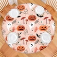 thumbnail image 2 of Halloween Cute Icons on Pink Pattern Round Fitted Tablecloth with Elastic Edge,Dining Table Cover Waterproof,Outdoor Round Tablecloth for Camping,Dining,Indoor and Outdoor, 2 of 7