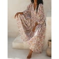thumbnail image 6 of Cenuakty Women Long Dress, 3/4 Sleeve Dress V Neck Floral Loose Summer Casual Swing Dress, 6 of 9