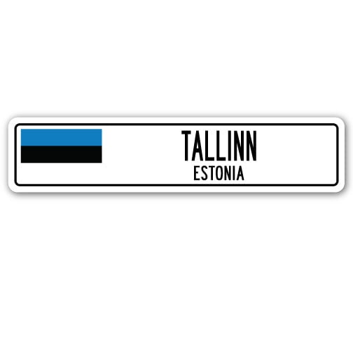 TALLINN ESTONIA Street Sign Estonian flag city country road wall gift