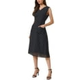 thumbnail image 4 of INSPIRE CHIC Summer Polka Dot Dress for Women Casual Sleeveless V Neck Tie Waist Chiffon Midi Dresses with Pockets S Black, 4 of 6