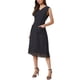 thumbnail image 4 of Vestido de lunares de verano INSPIRE CHIC para mujeres, sin mangas, con escote en V, cintura con lazo, vestido midi de gasa con bolsillos, M, negro, 4 of 6