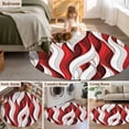 thumbnail image 6 of Round Area Rug 4ft Red White Stripes Carpets Indoor Floor Area Mat Stain-Proof Mat Circle Rugs for Living Room Dining Room Kitchen Bedroom, Abstract Geometric Aesthetic Striped Sofa Throw Carpet, 6 of 9